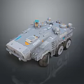 Gray Armored Military Tank 809 With Six Wheels Blue Orange Details And Sensors