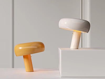 Modern Minimalist Mushroom Shaped Yellow White Table Lamps For Home Interior Decor 3d model