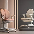 Modern Children's Chair With Pink And White Colors Armrests Swivel Wheels