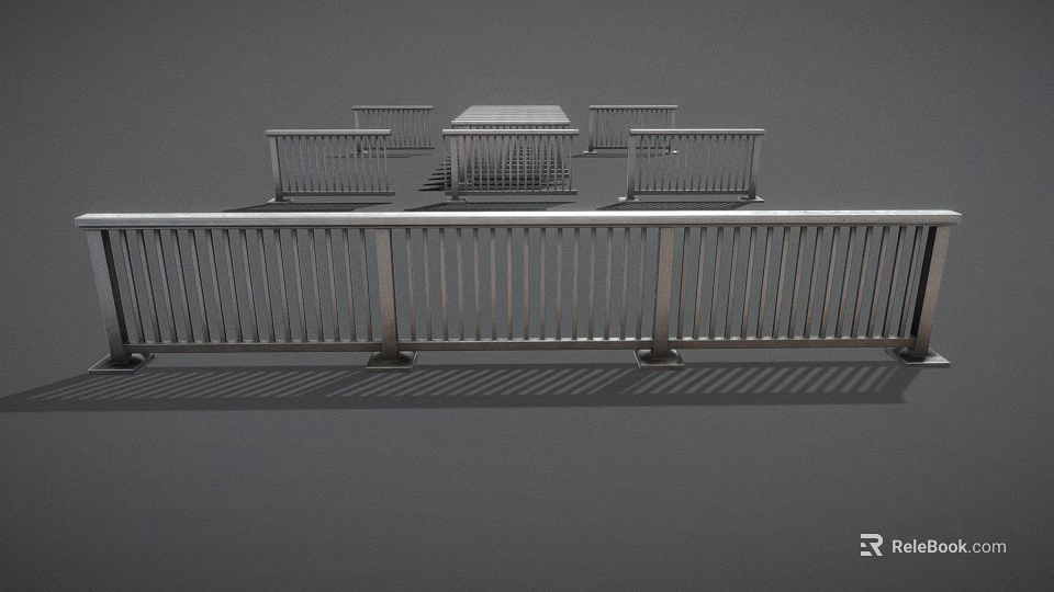 Modern Stainless Steel Railings With Vertical Bars For Outdoor Safety And Design 3d model 