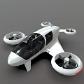 Futuristic Electric Flying Vehicle With White Body And Four Propellers Cabin Design 3d model