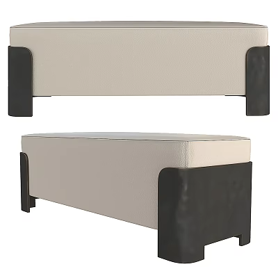 Modern Cream Upholstered Sofa Bench With Black Sturdy Legs And Sleek Design 3d model