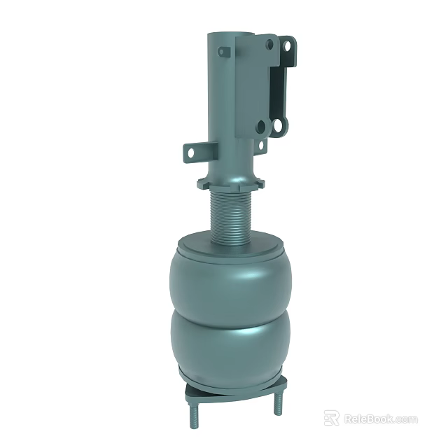 Industrial Mechanical Component Featuring Cylindrical Metal Structure And Air Spring Design 3d model 