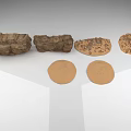 Various Terrain Models Including Rocky Textured Blocks And Circular Ground Samples