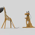 Creative Wooden Animal Shaped Table Lamps Giraffe and Dog Designs with Black Shades