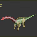 Silver Long Neck Dinosaur Model With Metallic Texture And Reflection On Gray Background 3d model