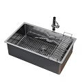 Stainless Steel Single Bowl Kitchen Sink With Faucet And Drain Grid
