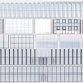 Different Grid And Striped Patterns In Modern Architectural Design Elements 3d model