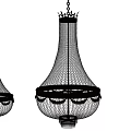 Two Crystal Chandeliers With Intricate Netted Design And Decorative Edges 3d model