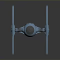TIE Fighter Spacecraft Model With Black And Blue Wing Design For Space Aviation