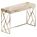 Elegant Modern Desk Design With Gold Geometric Frame And Glass Top