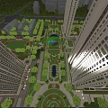 Aerial View Planning Urban Design With High Rise Buildings And Central Green Spaces
