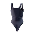Dark Blue One Piece Swimsuit With Meow Text And Cat Paw Print