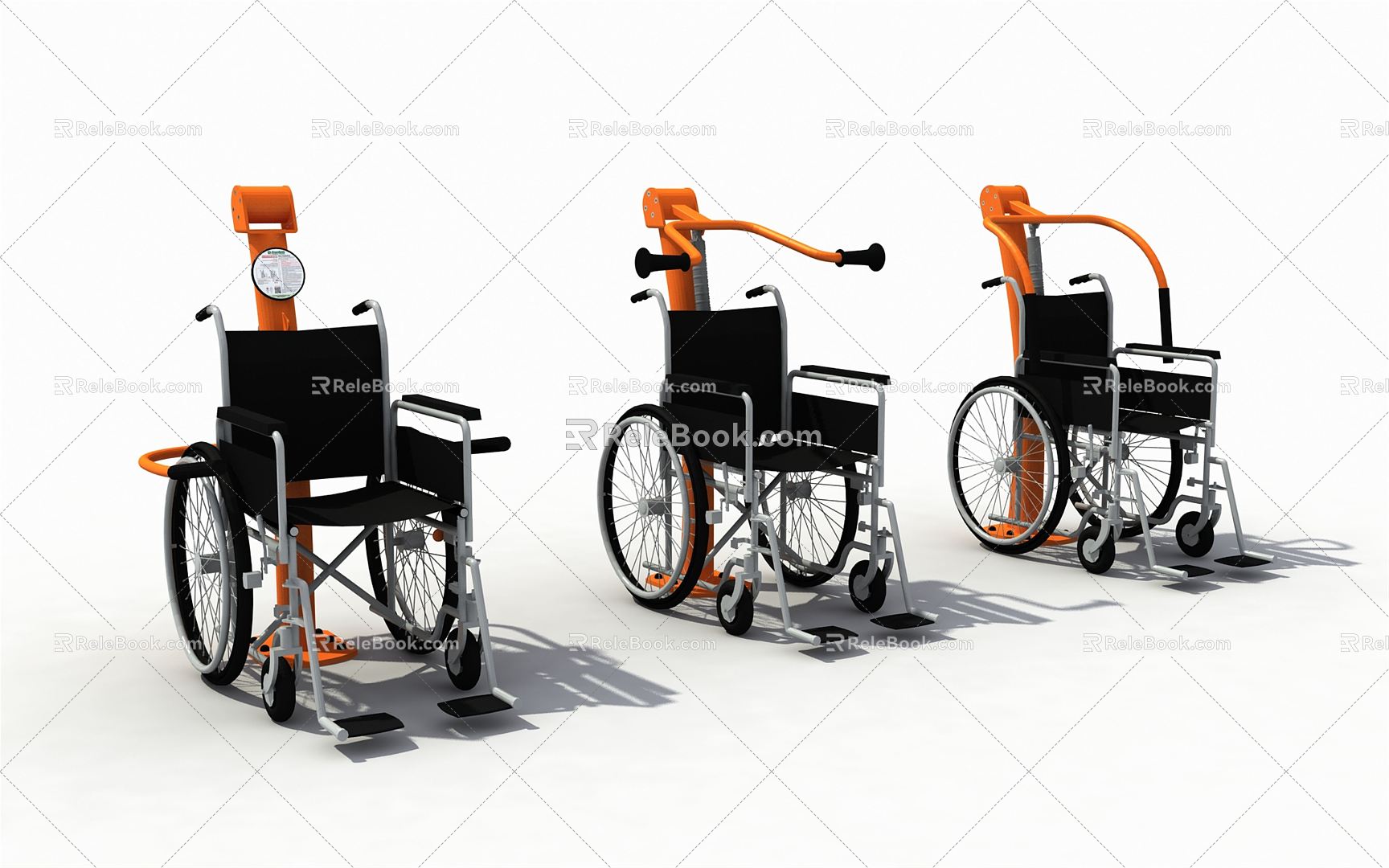 Modern wheelchair fitness equipment for the disabled 3d model