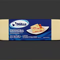 Nitza Mussarela Cheese Block In Blue And White Packaging With Food