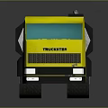 Toy Yellow Volvo Tanker Truck with Black Parts and Large Wheels on Reflective Surface