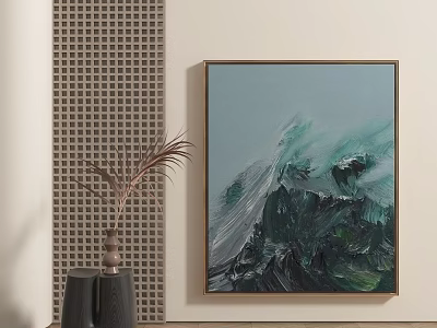 Abstract Painting Wall Art In Modern Interior Decor 3d model