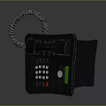 Vintage Black Computer Telephone Modem with Coiled Cord Keypad and Colored Buttons