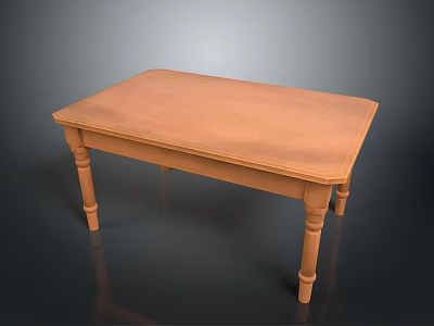 Simple Wooden Office Desk With Smooth Top And Sturdy Four Legs Design 3d model