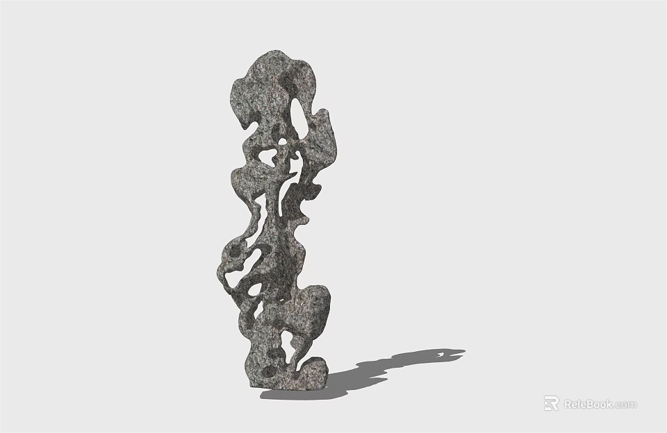 Stone Wood Abstract Sculpture With Irregular Texture Holes And Shadow Design 3d model 