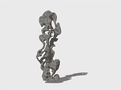 Stone Wood Abstract Sculpture With Irregular Texture Holes And Shadow Design 3d model