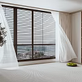 Stylish Dining Living Room With Large Window Blinds White Curtains Decorative Plant And Bookshelf