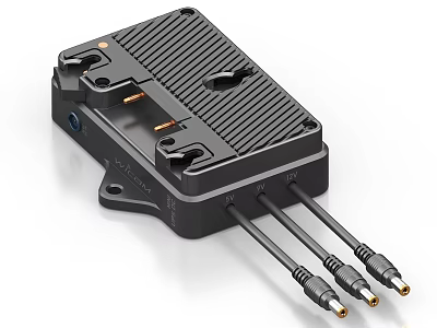 Industrial Power Module With Black Casing Heat Dissipation Ridges And Connecting Cables 3d model