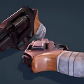 Modern Revolver Weapons With Wooden Grips Black Metal Components And Detailed Design