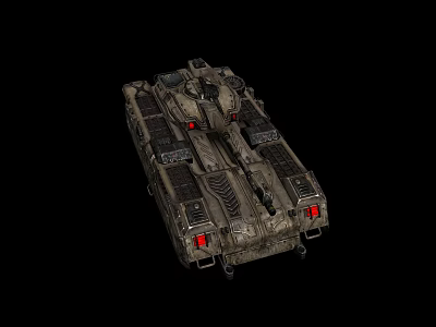Military Tank With Camouflage Armor Turret Design Tracks And Red Lights 3d model