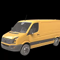Yellow Commercial Van 3D Model Exterior Design With Black Accents Front View