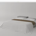 Modern Double Bed with Light Gray Frame White Bedding and Brown Blanket
