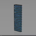 Modern High Rise Tower With Layered Blue Glass Curtain Walls And Metal Frames