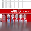 Coca-Cola Theme Store Front With Red Design And Customer Presence