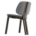 Modern Minimalist Chair Featuring Wooden Frame Gray Fabric Cushion And Backrest