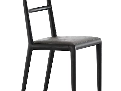 Modern Black Wooden Frame Leisure Chair With Leather Seat And Minimalist Design 3d model