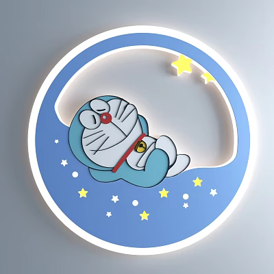 Cute Cartoon Blue Ceiling Light Featuring Doraemon Moon And Star Design Patterns 3d model