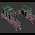 Traditional Chinese Wooden Bridge Components With Roofed Structures Red Doors And Railings