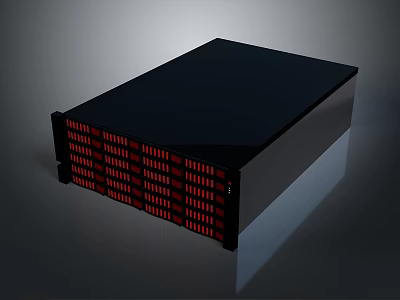 Black Computer Server With Red LED Indicators And High Performance Design Features 3d model