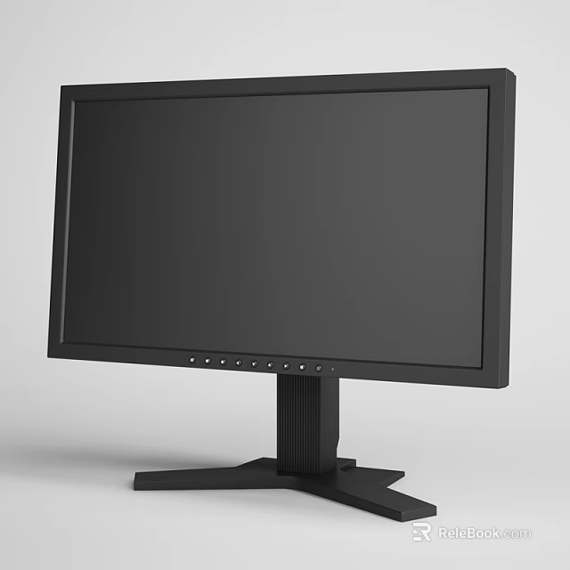 Modern Black Computer Monitor With Sturdy Stand And Sleek Screen Design 3d model 