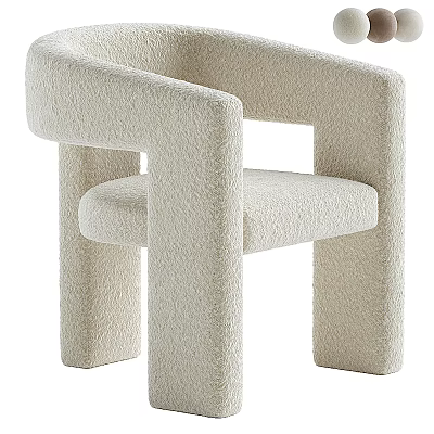 Comfortable Beige Plush Accent Chair With Wide Armrests Modern Minimalist Design 3d model