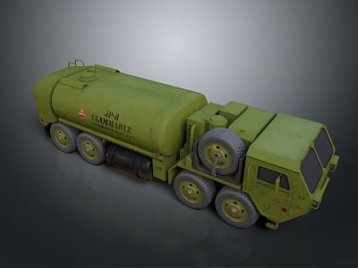 Green Military Tank Vehicle With Multiple Wheels And STANKOIL Logo 3d model