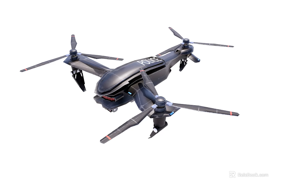 Smart Drone Quadcopter Featuring Black Body And Advanced Rotor System Design 3d model