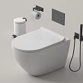 Modern Toilet Design With Toilet Paper Holder Flush Plate And Bidet Spray