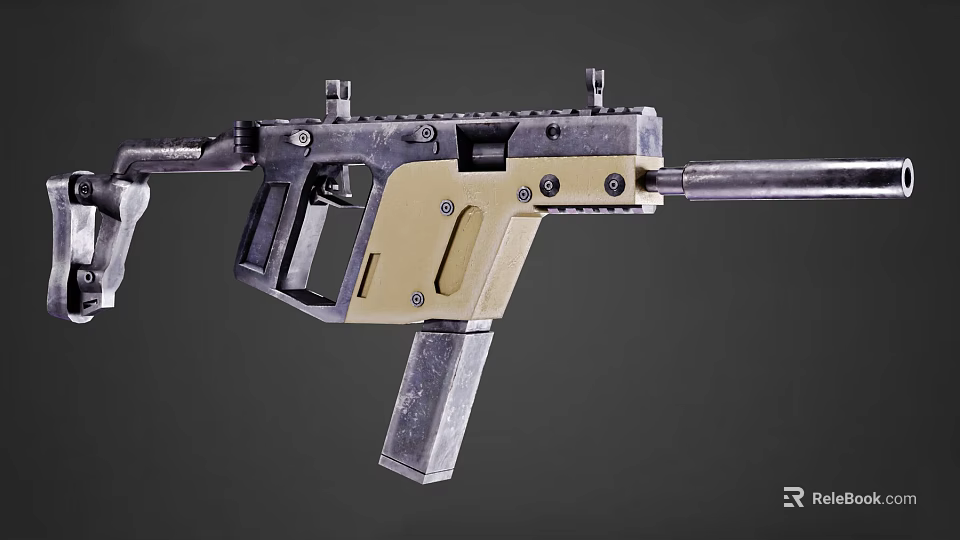 Tactical Assault Rifle Featuring Tan and Black Parts Rail System Magazine and Modern Mechanical Design 3d model 