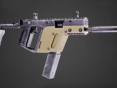 Tactical Assault Rifle Featuring Tan and Black Parts Rail System Magazine and Modern Mechanical Design 3d model