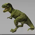 Realistic Green Striped Tyrannosaurus Rex Dinosaur Figure In Standing Aggressive Pose