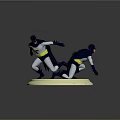 Two Dynamic Posed Batman Action Figurines On Light Colored Display Base