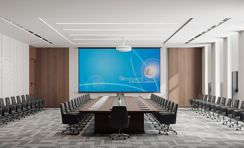 Modern Meeting Room Large Meeting Room Meeting Table and Chair Combination 3d model