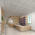 Modern Health Station Interior With Reception Desk Medicine Shelves And Signage