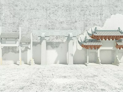 Chinese-style door head 3d model